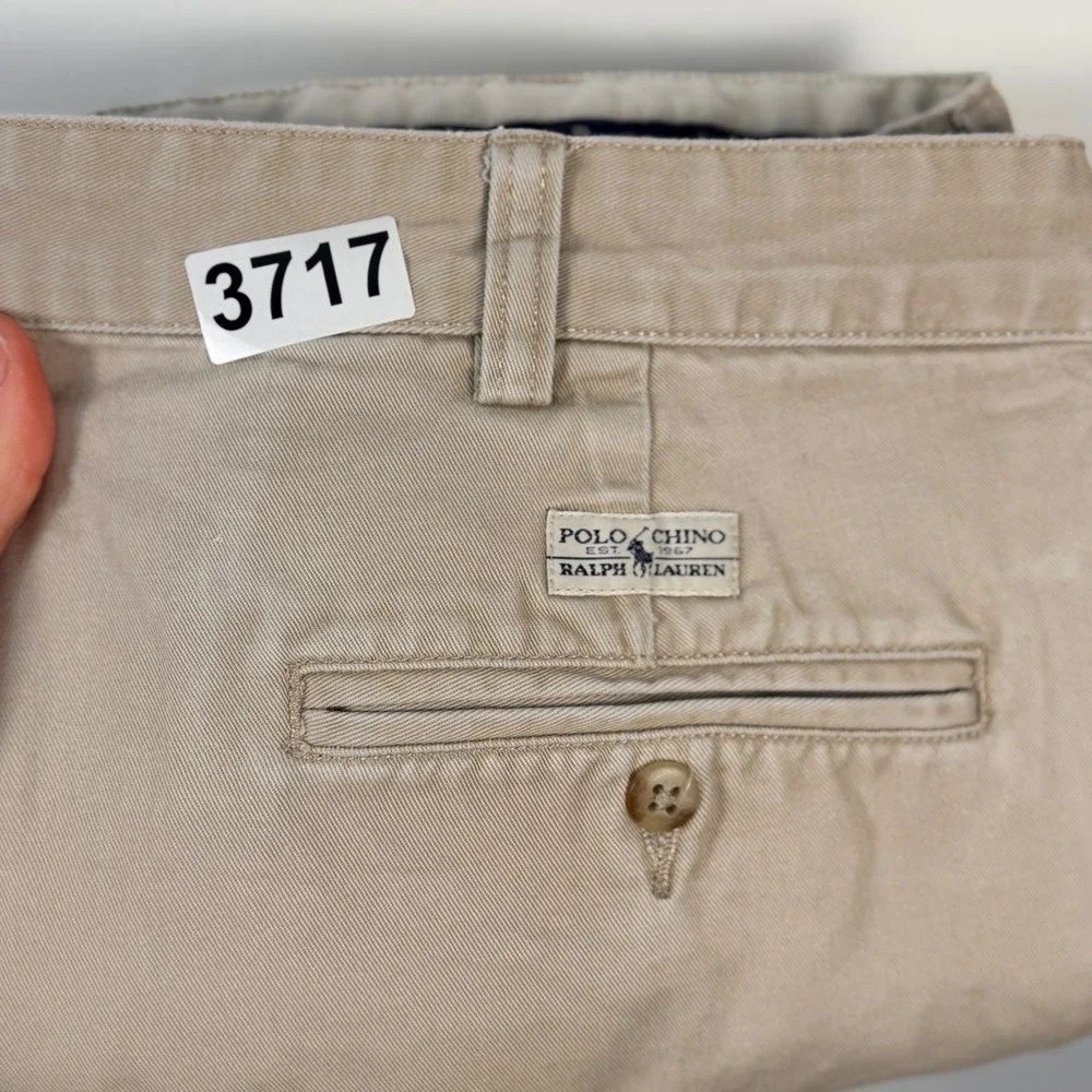 Vintage Polo Ralph Lauren Chino Shorts Mens 36 Tan Pleated Cotton Khaki 8 Inseam